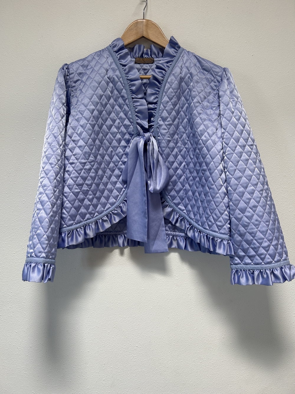 Yves Saint Laurent Lavender Quilted Ruffle-Trim Bomber Jacket
